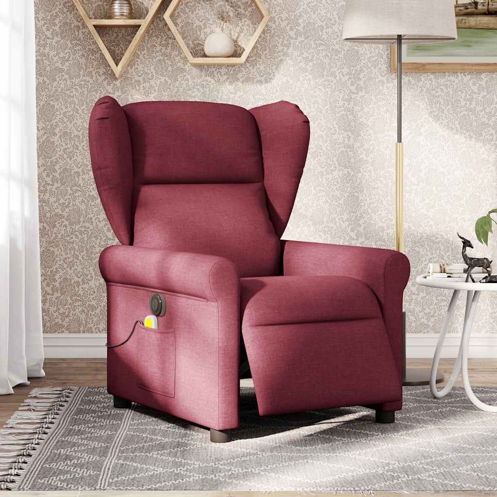 Fauteuil de massage inclinable électrique Rouge bordeaux Tissu