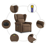 Fauteuil inclinable de massage électrique marron tissu
