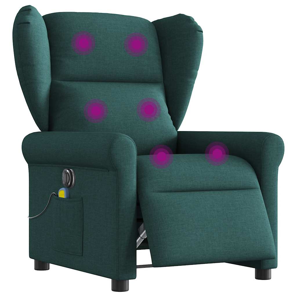 Fauteuil de massage inclinable électrique Vert foncé Tissu