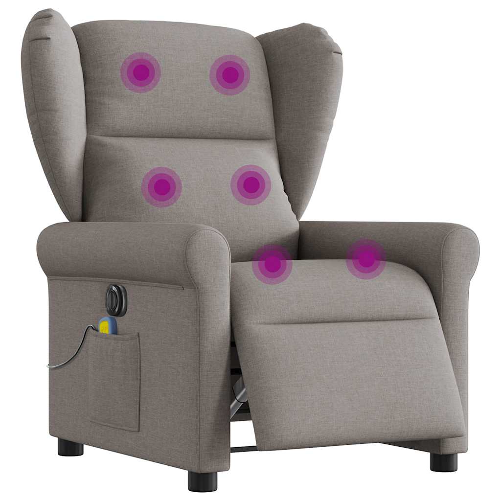 Fauteuil de massage inclinable électrique Taupe Tissu