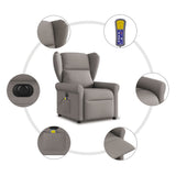 Fauteuil de massage inclinable électrique Taupe Tissu