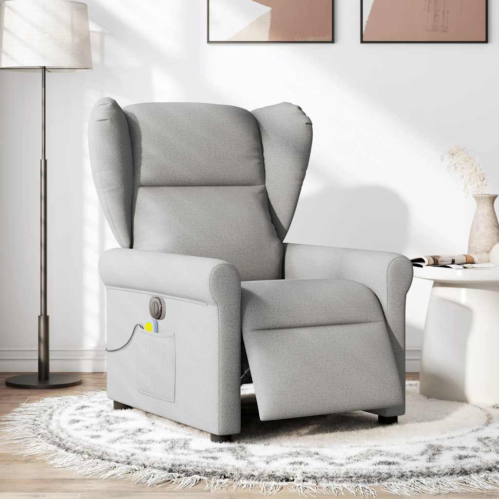 Fauteuil de massage inclinable électrique gris nuage tissu