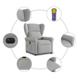 Fauteuil de massage inclinable électrique gris nuage tissu