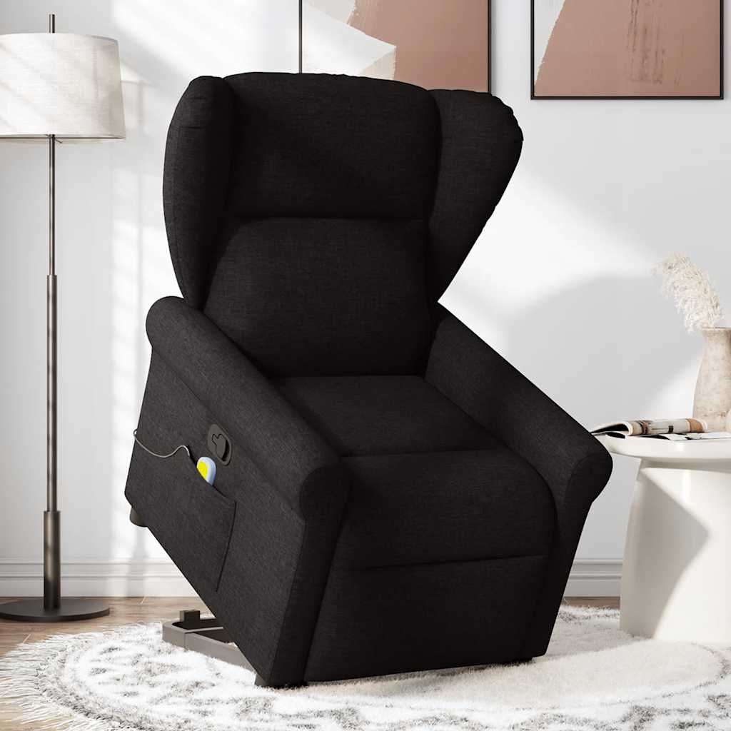 Fauteuil de massage inclinable Noir Tissu