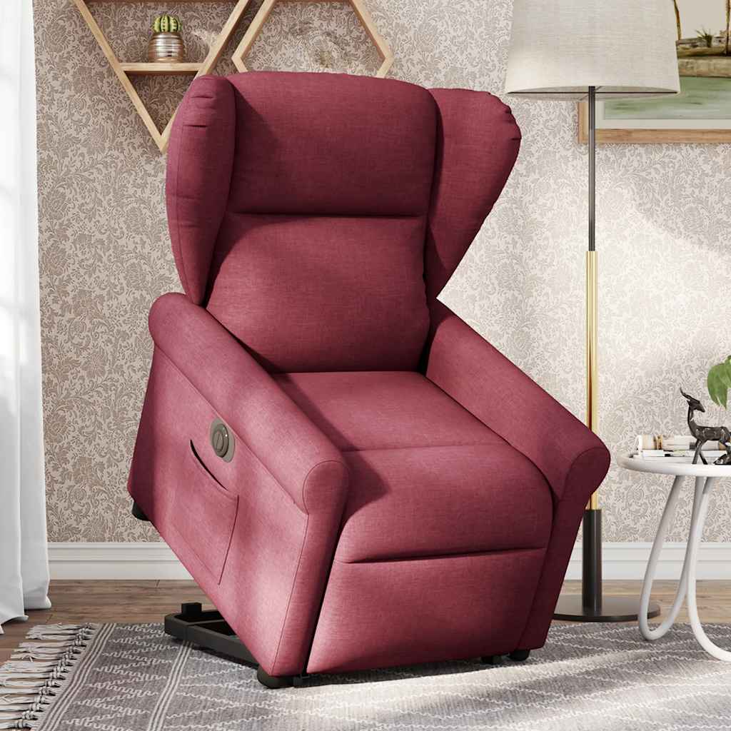 Fauteuil inclinable électrique rouge bordeaux tissu