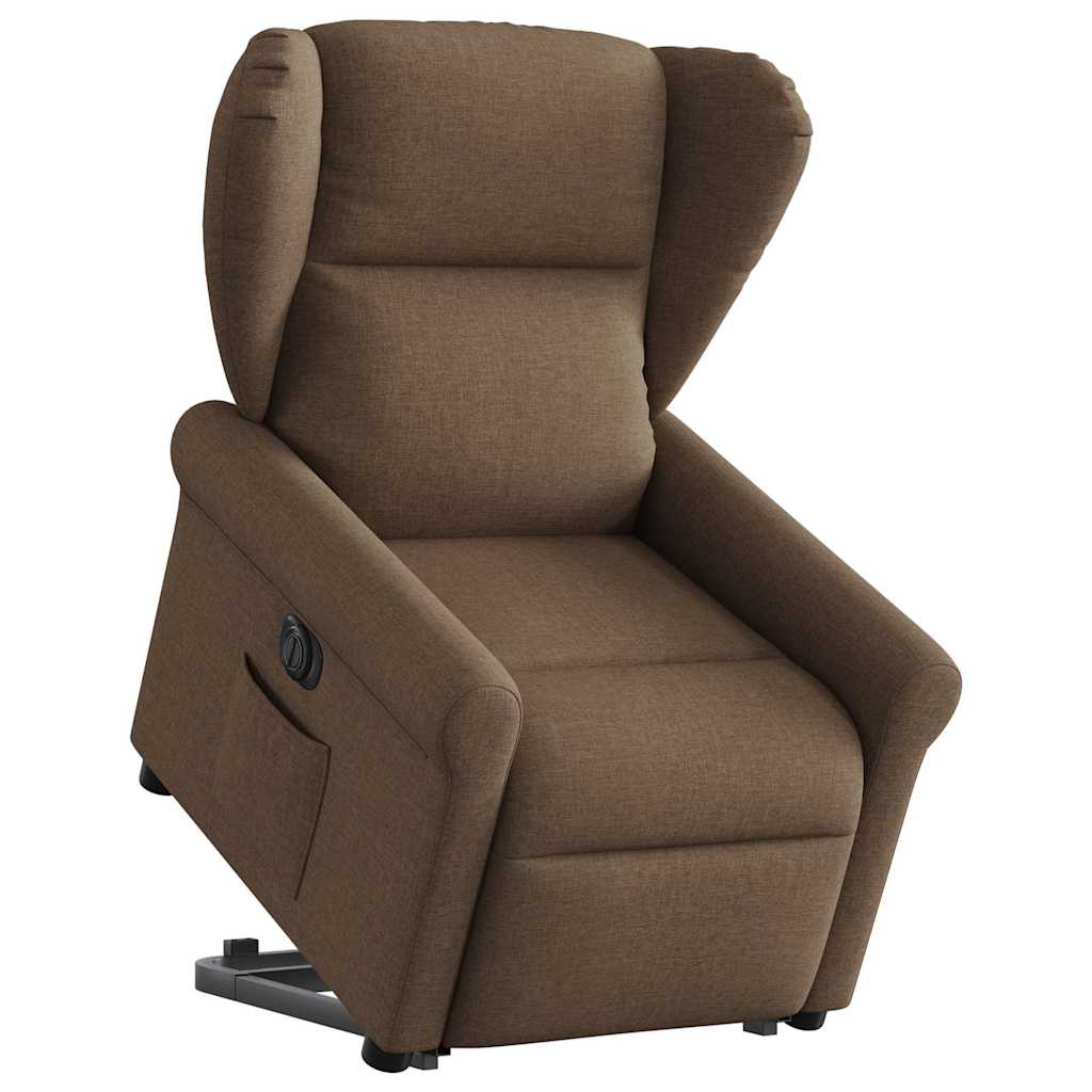Fauteuil inclinable électrique marron tissu