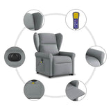 Fauteuil inclinable de massage électrique Gris clair Tissu