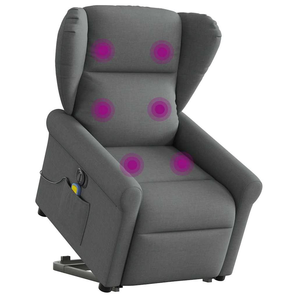 Fauteuil inclinable de massage électrique Gris foncé Tissu