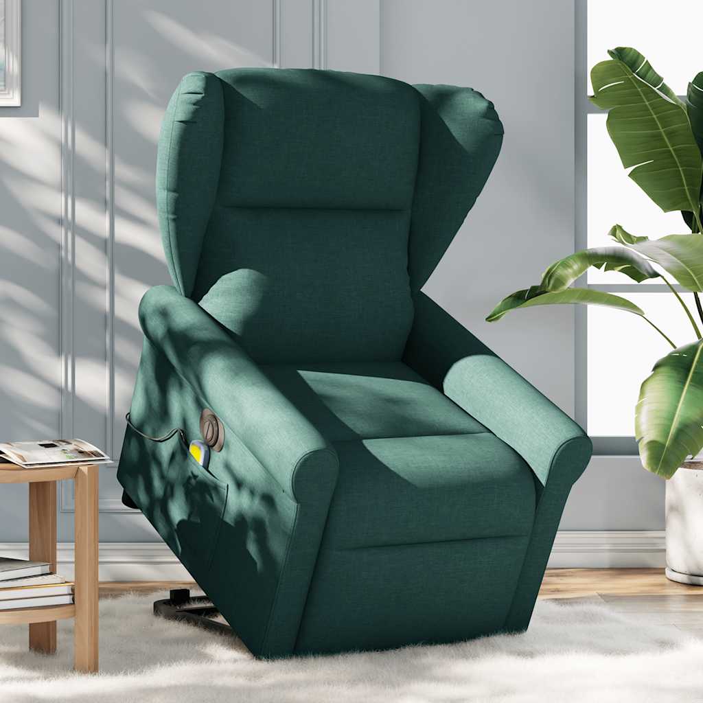 Fauteuil inclinable de massage électrique Vert foncé Tissu