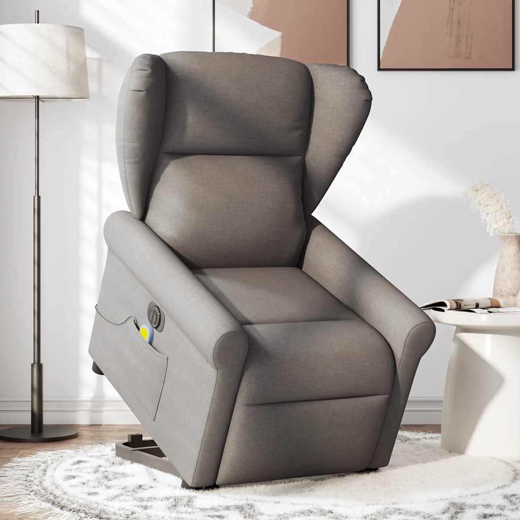 Fauteuil inclinable de massage électrique Taupe Tissu
