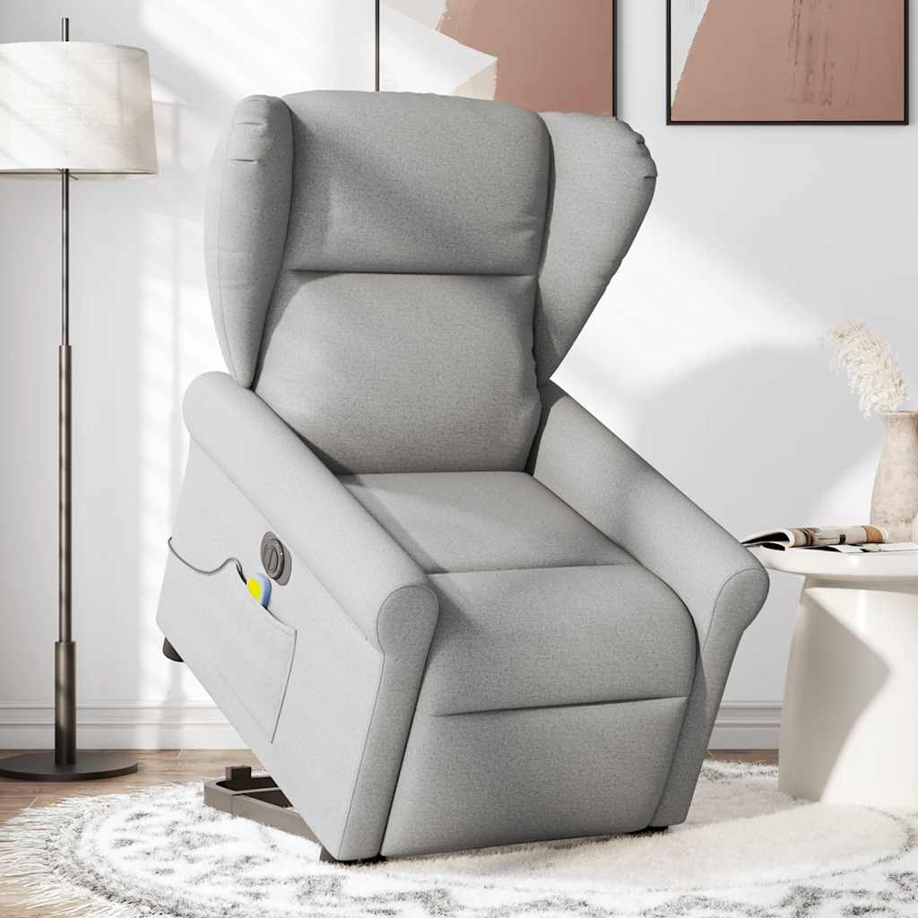 Fauteuil inclinable de massage électrique gris nuage tissu