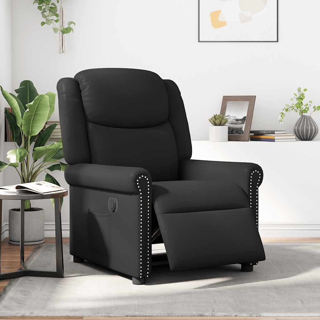 Fauteuil inclinable électrique Noir brillant Similicuir