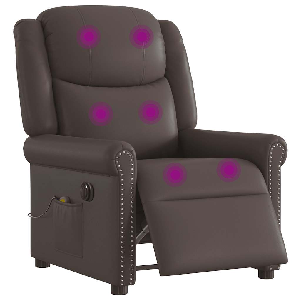 Fauteuil de massage inclinable électrique marron brillant