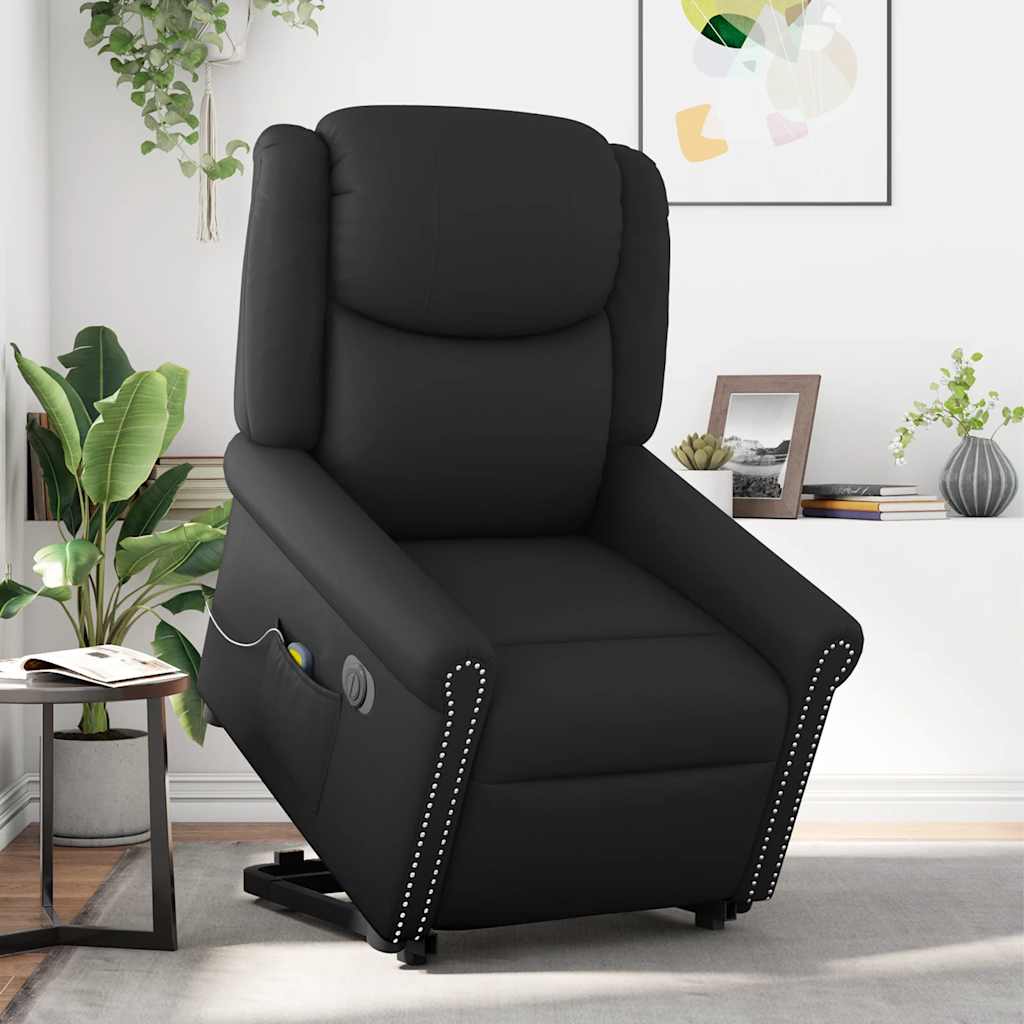 Fauteuil inclinable massage électrique noir brillant similicuir