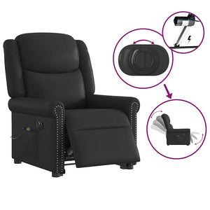 Fauteuil inclinable massage électrique noir brillant similicuir
