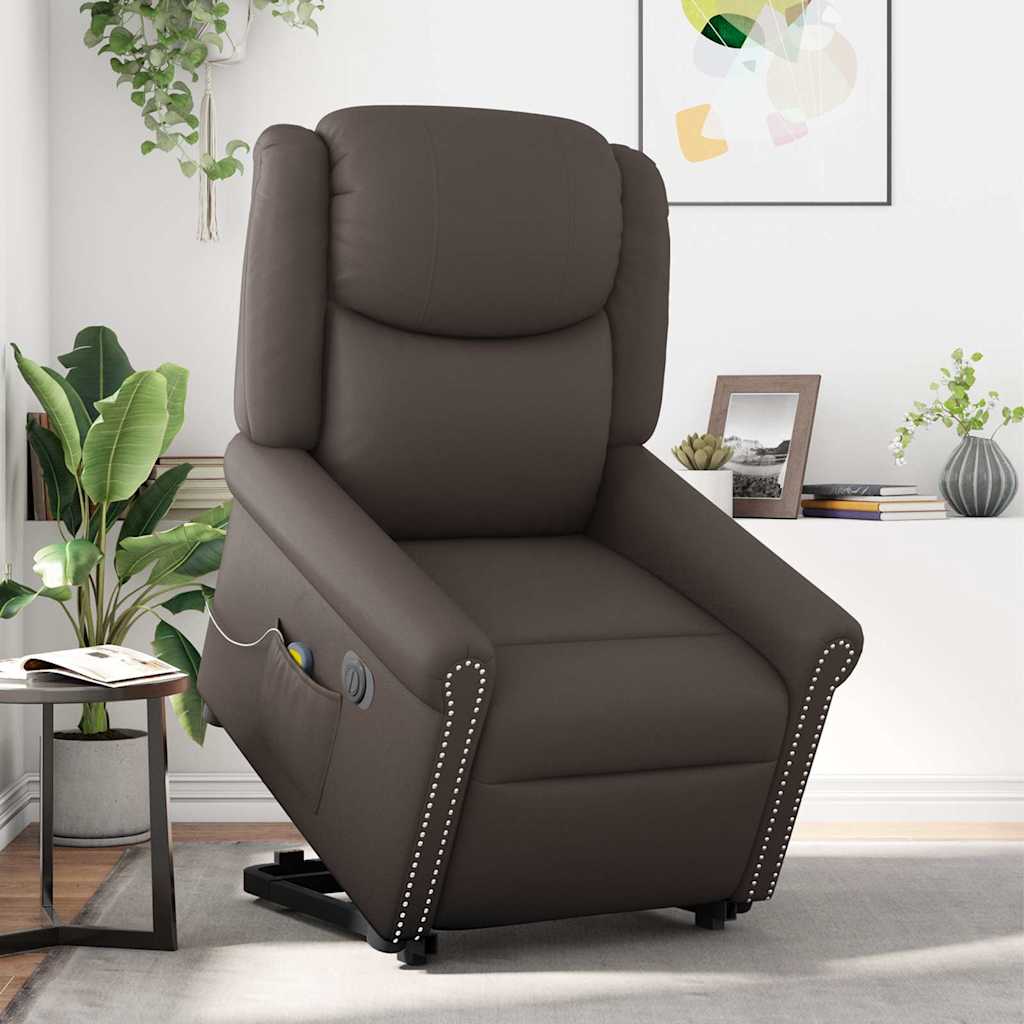 Fauteuil inclinable massage électrique marron brillant