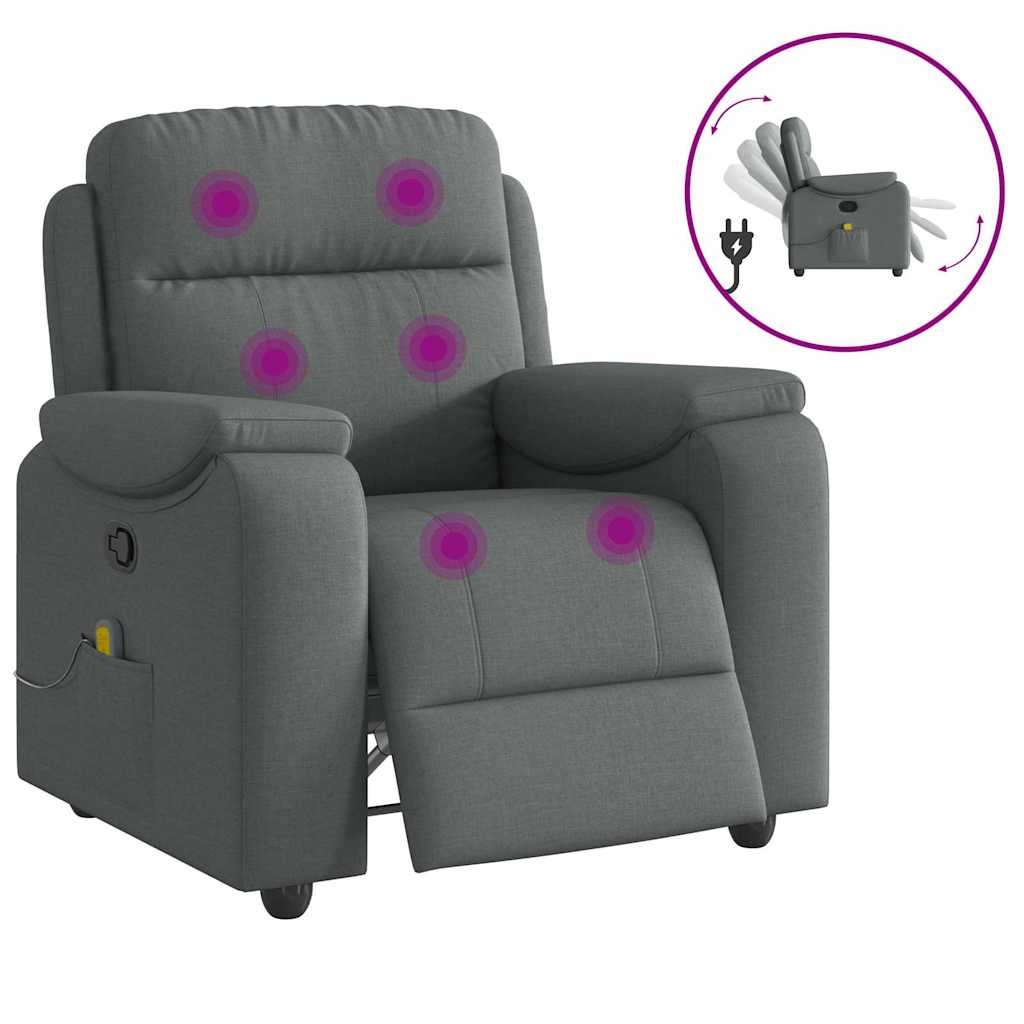 Fauteuil de massage inclinable Gris foncé Tissu