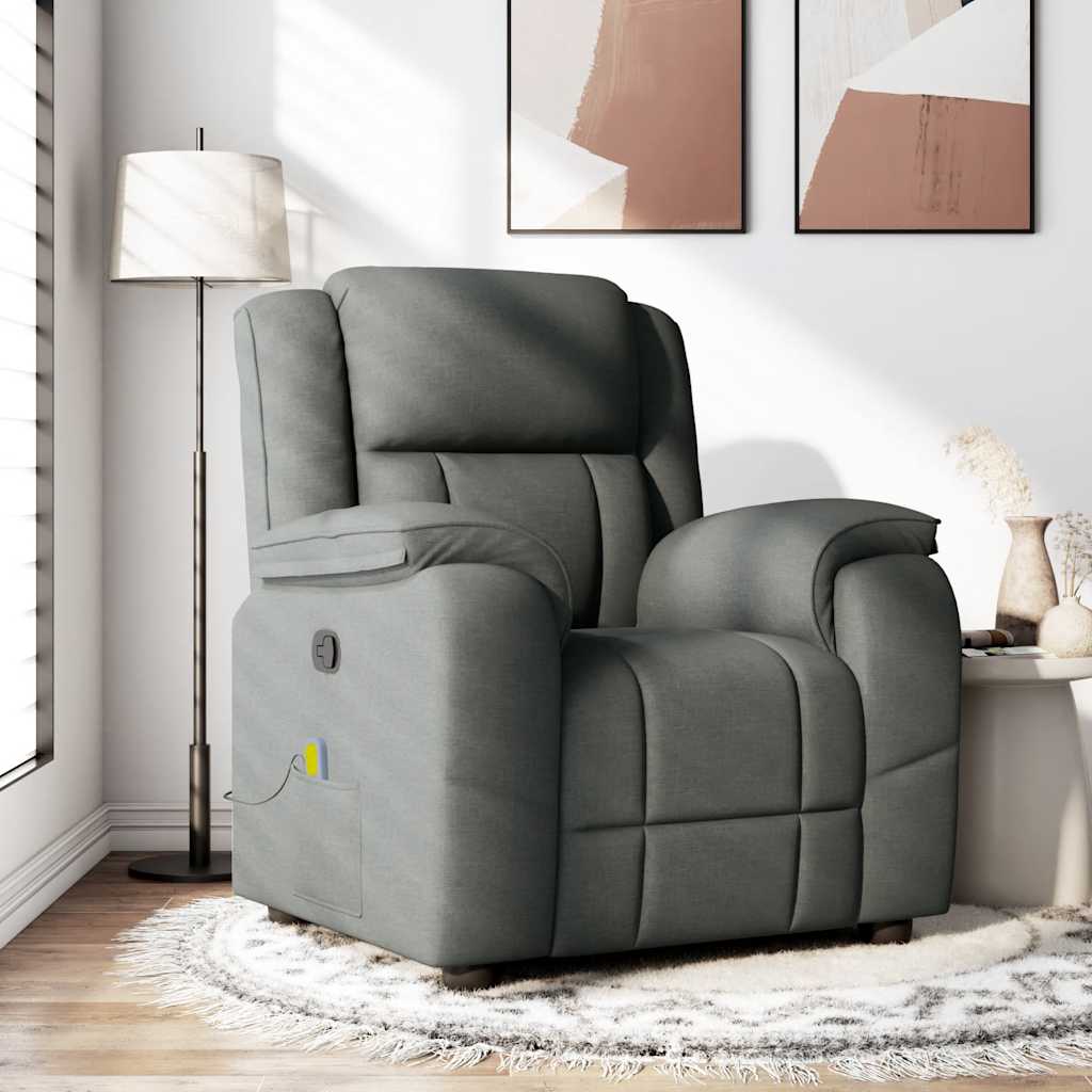 Fauteuil de massage inclinable Gris foncé Tissu