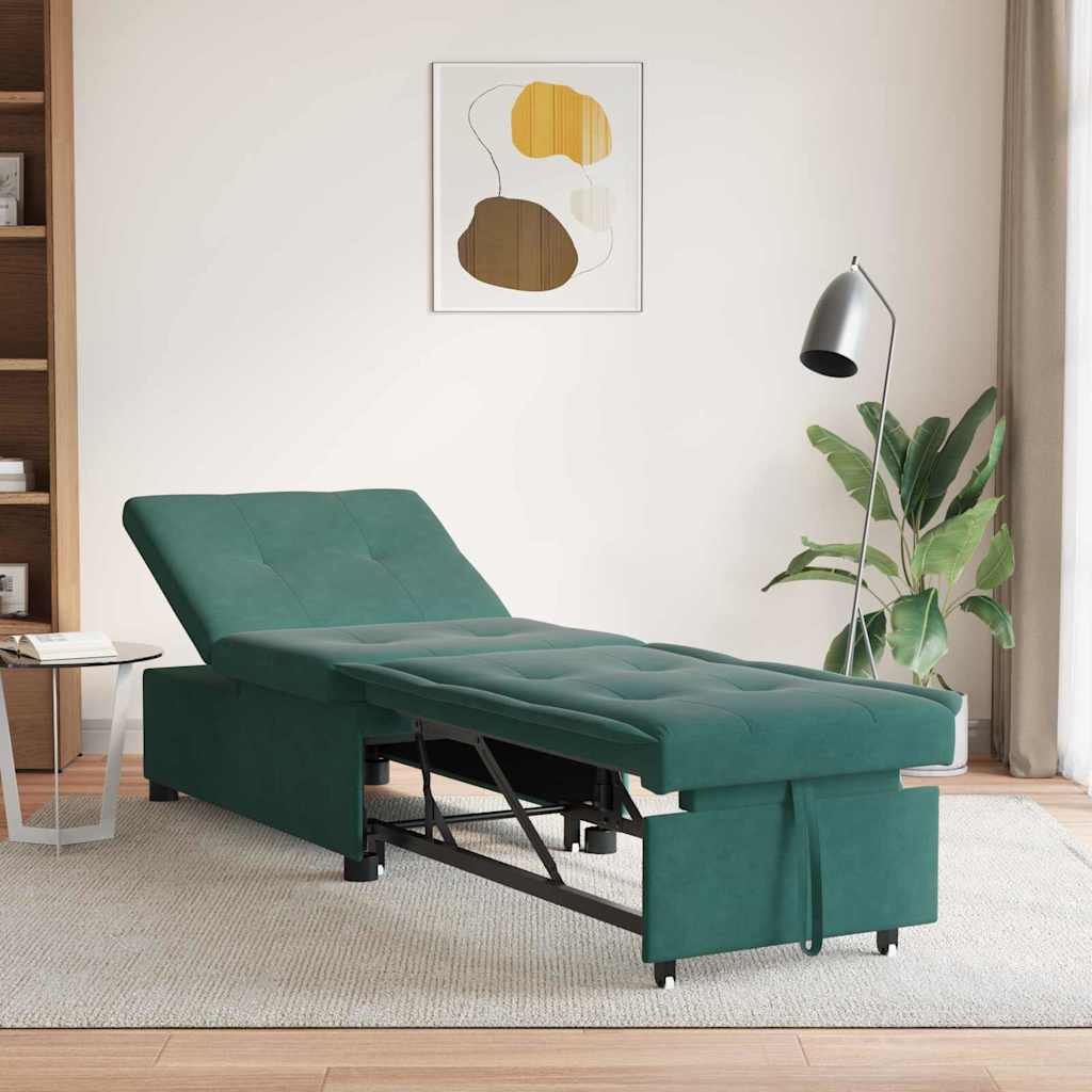 Canapé-lit Vert foncé 67 x 194 x 38 cm Velours