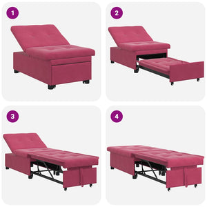 Canapé-lit Rouge bordeaux 67 x 194 x 38 cm Velours
