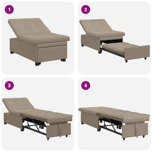 Canapé-Lit avec coussin Taupe 67 x 194 x 82 cm Contreplaqué