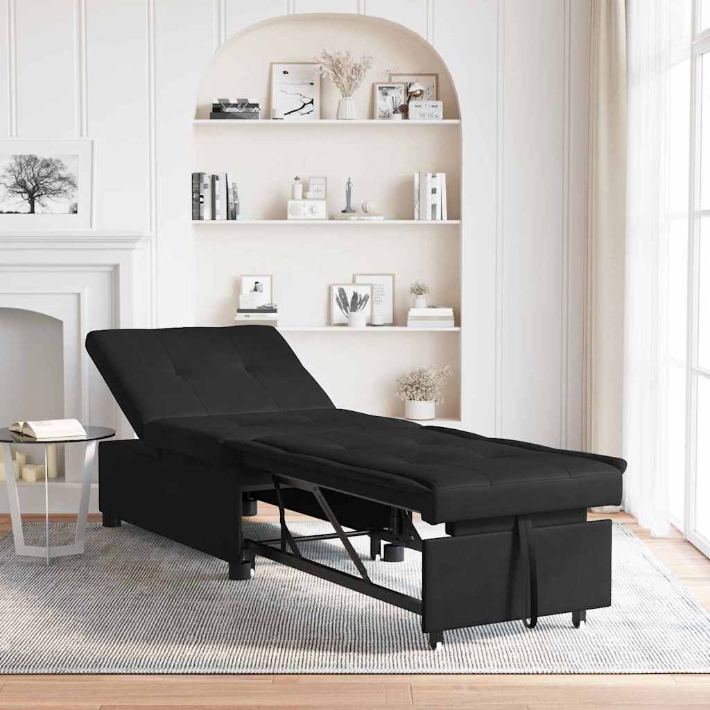 Canapé-Lit avec coussin Noir 67 x 194 x 82 cm Contreplaqué