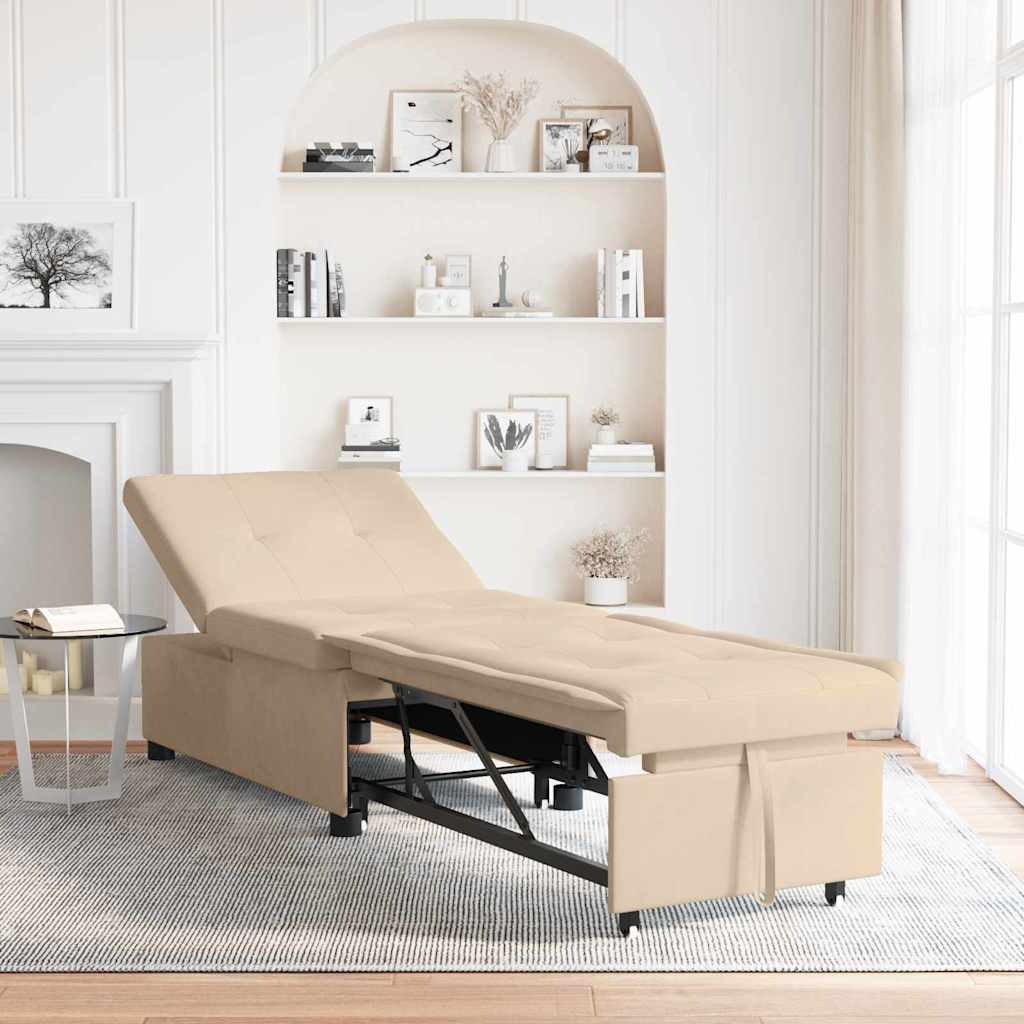 Canapé-Lit Crème 67 x 194 x 82 cm Tissu en microfibre