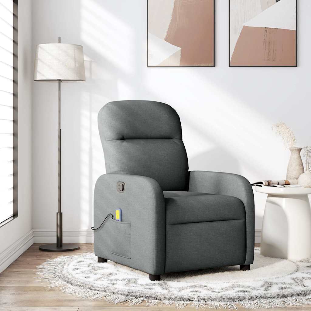 Fauteuil inclinable de massage en tissu gris foncé