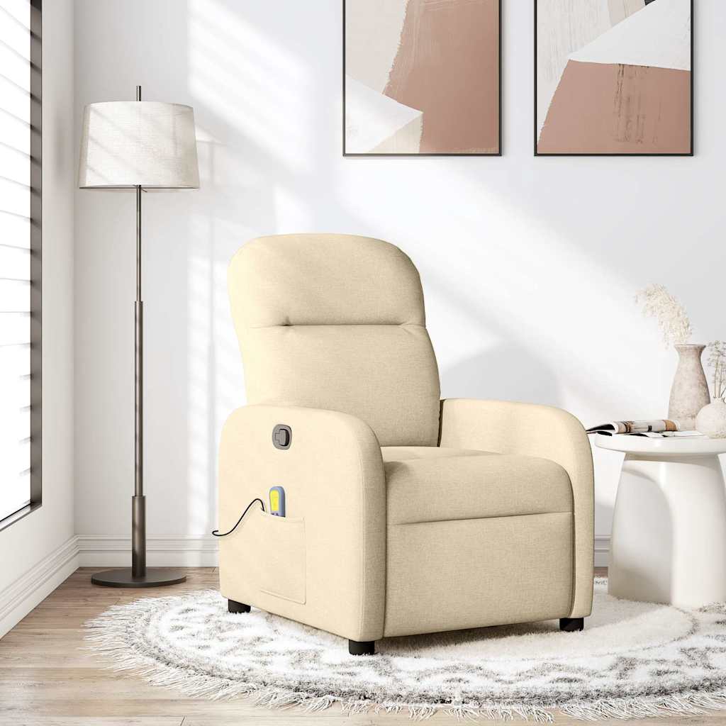 Fauteuil de massage inclinable Crème Tissu