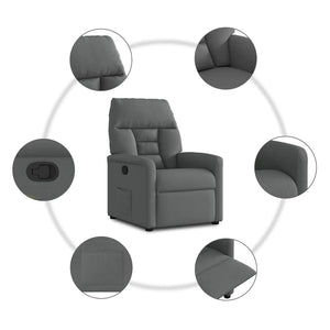 Fauteuil inclinable en tissu gris foncé
