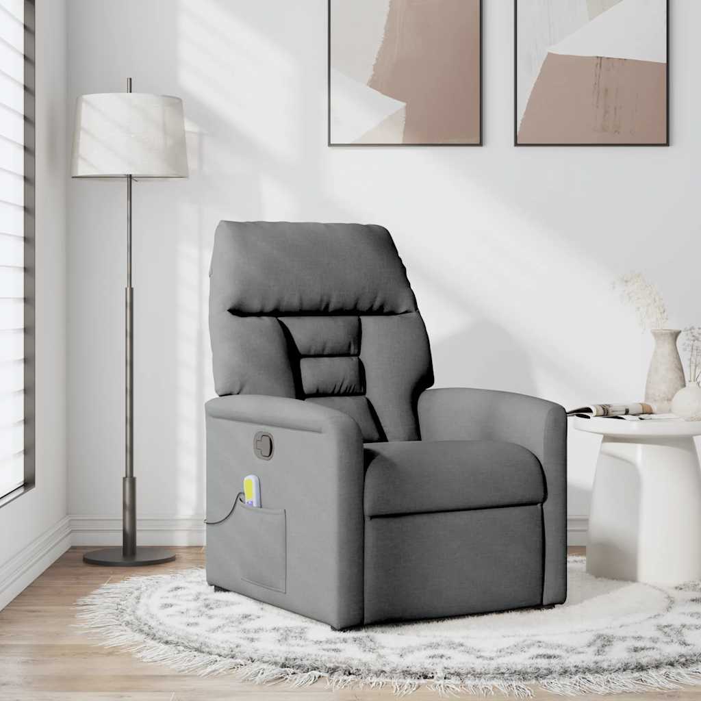 Fauteuil inclinable de massage en tissu gris foncé
