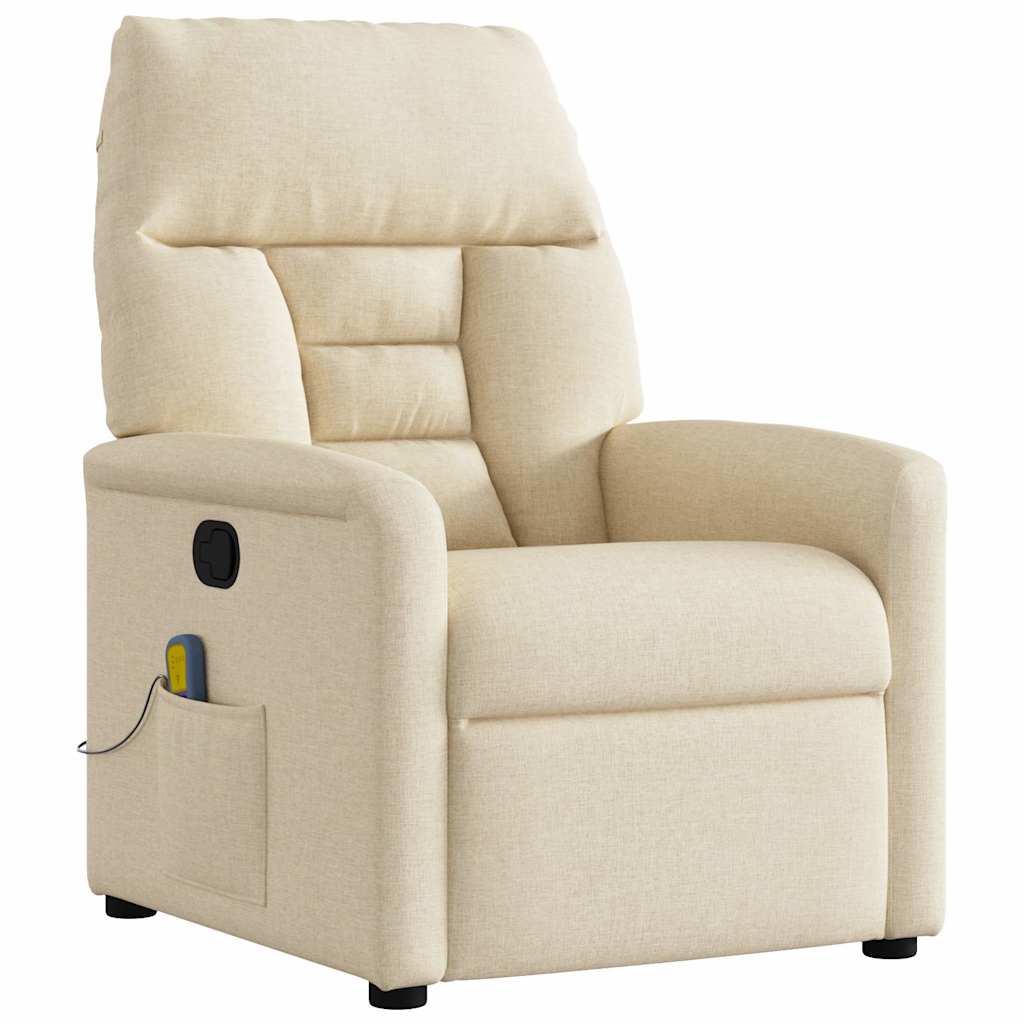 Fauteuil de massage inclinable Crème Tissu