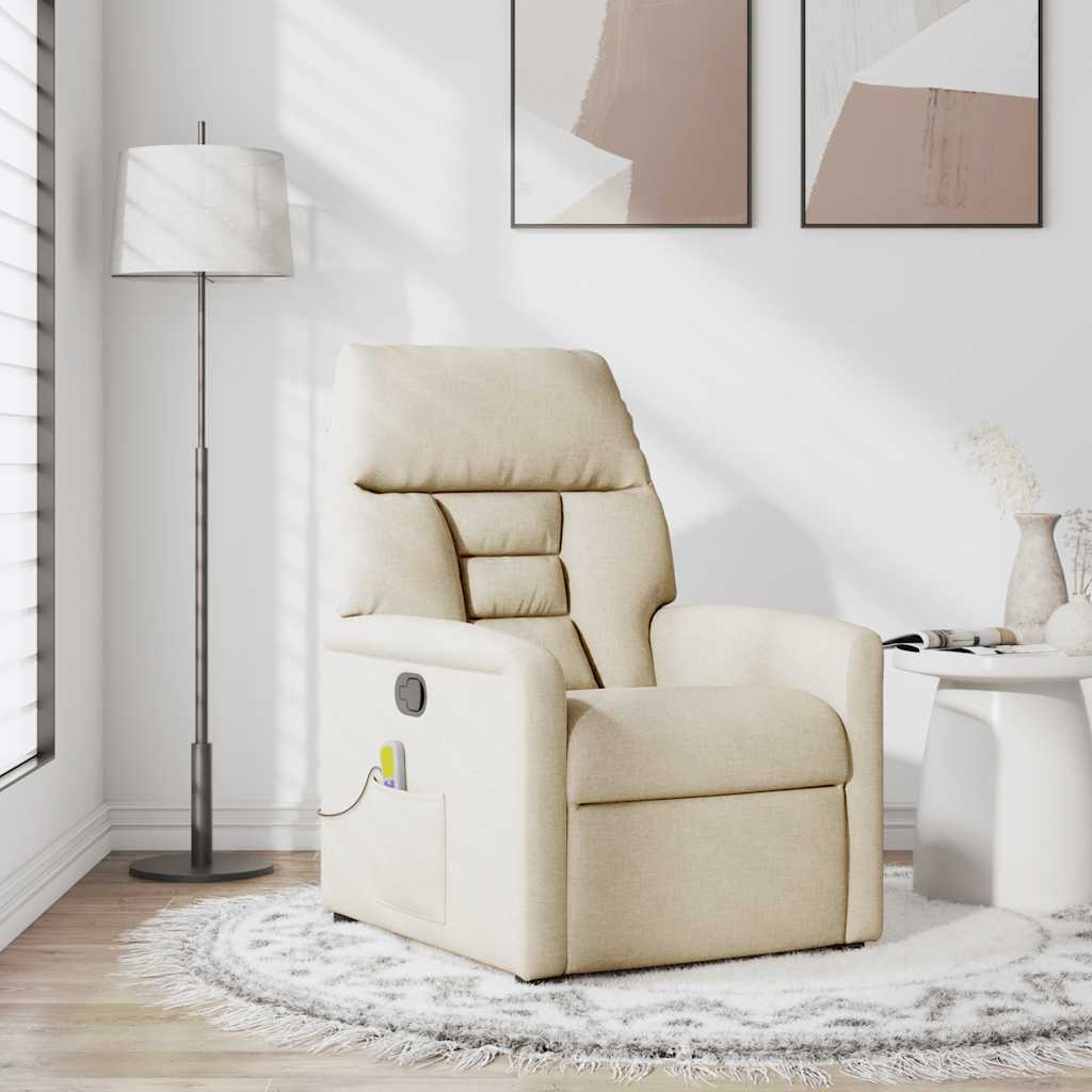 Fauteuil de massage inclinable Crème Tissu