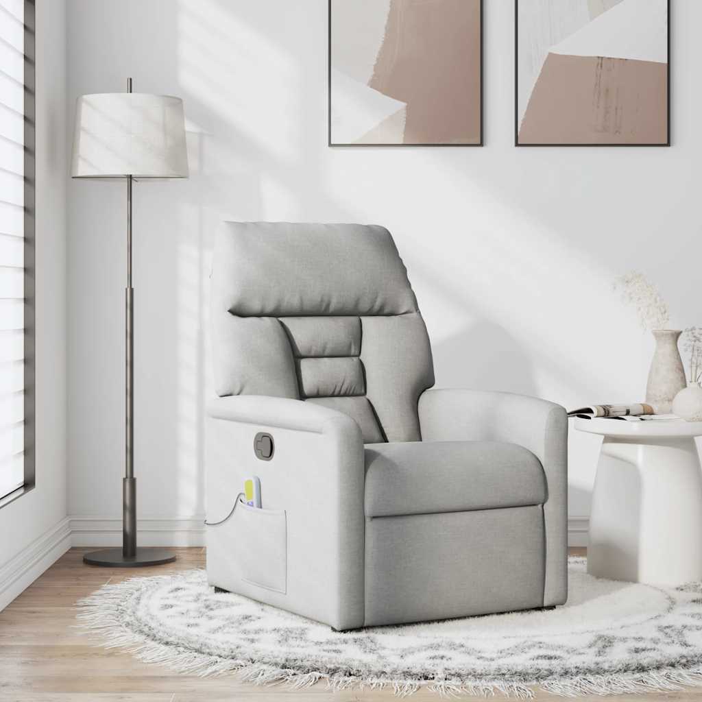 Fauteuil de massage inclinable gris nuage tissu