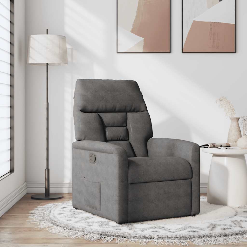 Fauteuil inclinable gris foncé tissu microfibre
