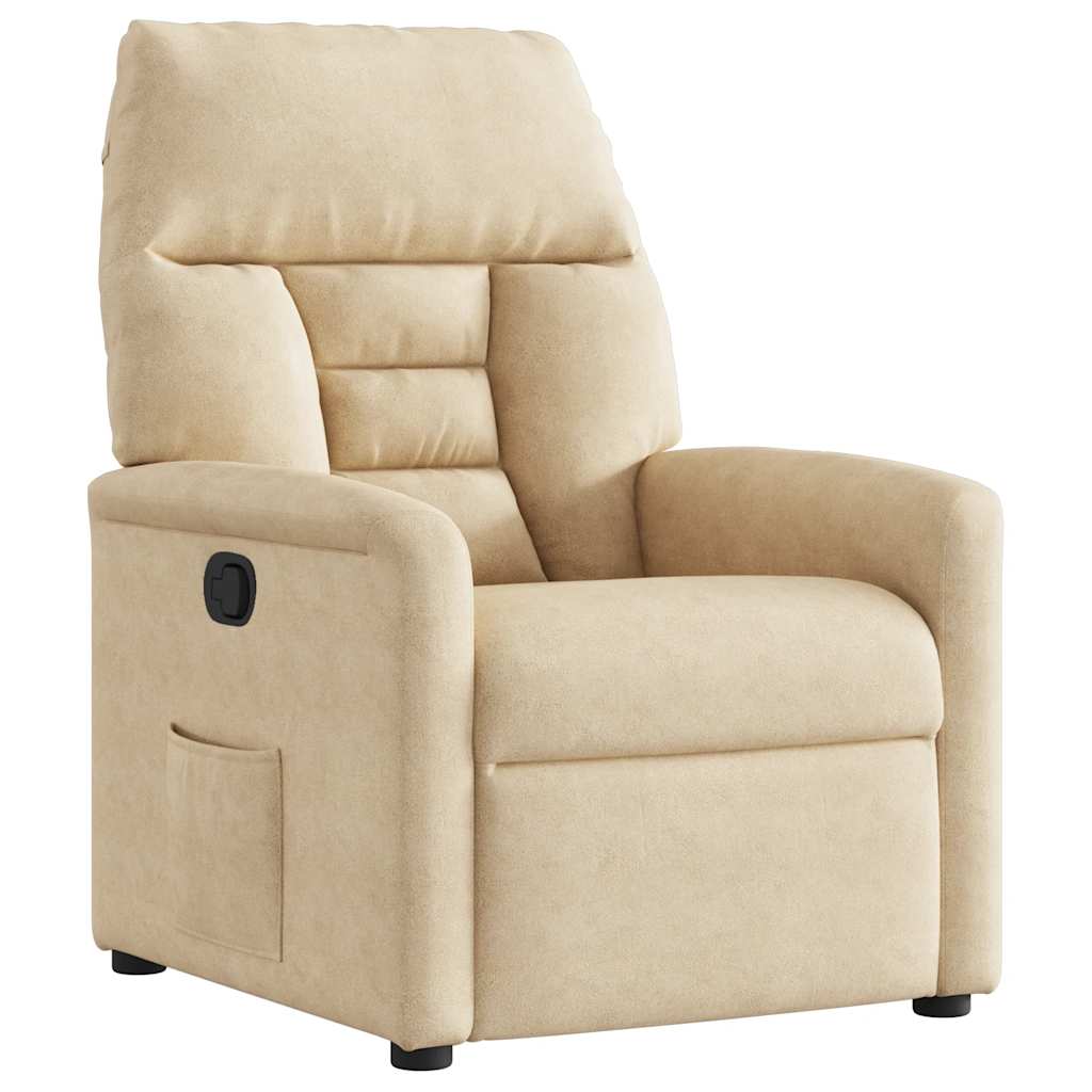Fauteuil inclinable crème tissu microfibre