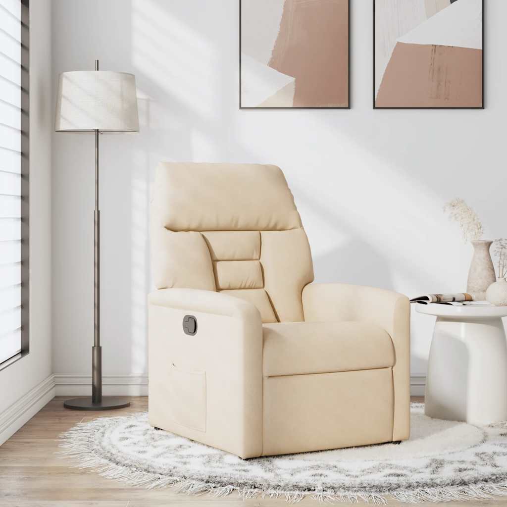 Fauteuil inclinable beige tissu microfibre