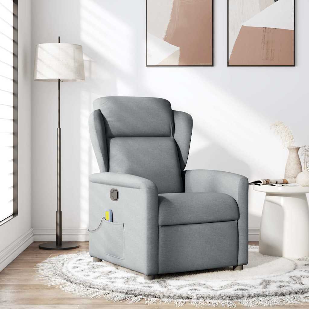 Fauteuil de massage inclinable Gris clair Tissu