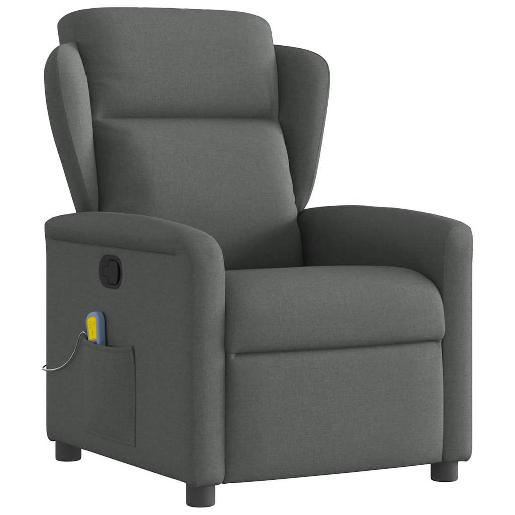 Fauteuil inclinable de massage en tissu gris foncé