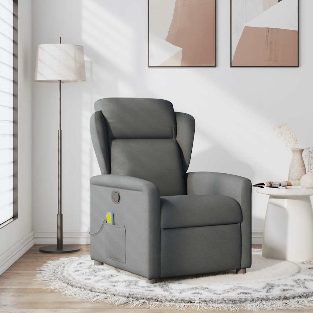 Fauteuil inclinable de massage en tissu gris foncé