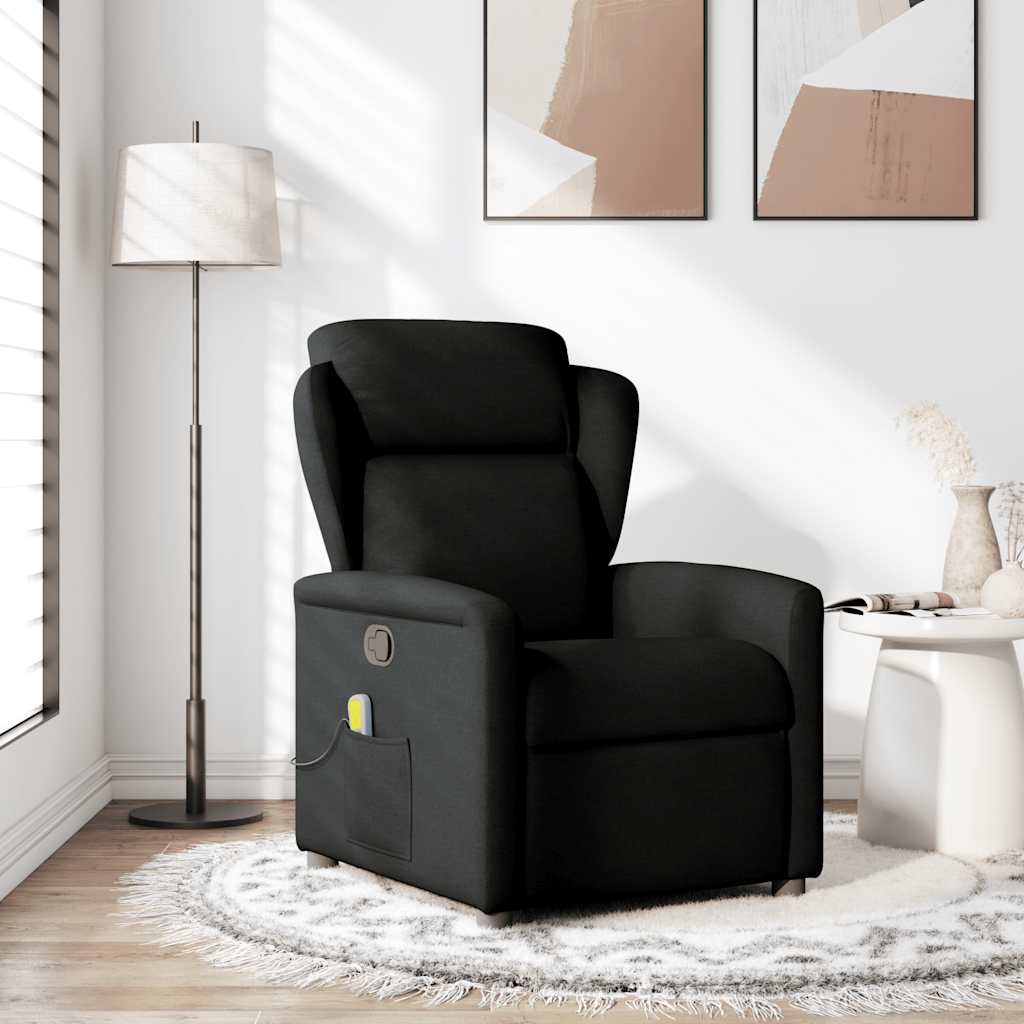 Fauteuil de massage inclinable Noir Tissu