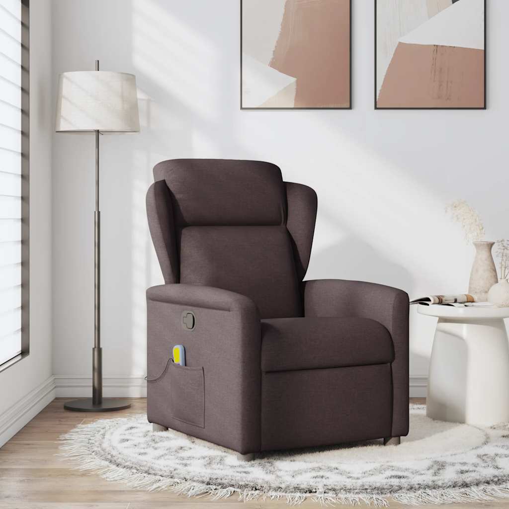Fauteuil de massage inclinable Marron foncé Tissu