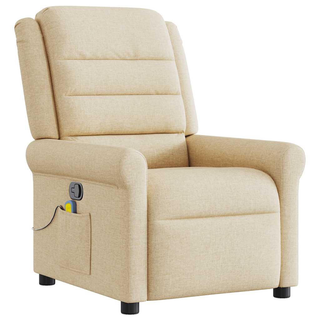 Fauteuil de massage inclinable Crème Tissu