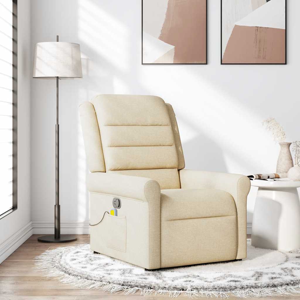 Fauteuil de massage inclinable Crème Tissu