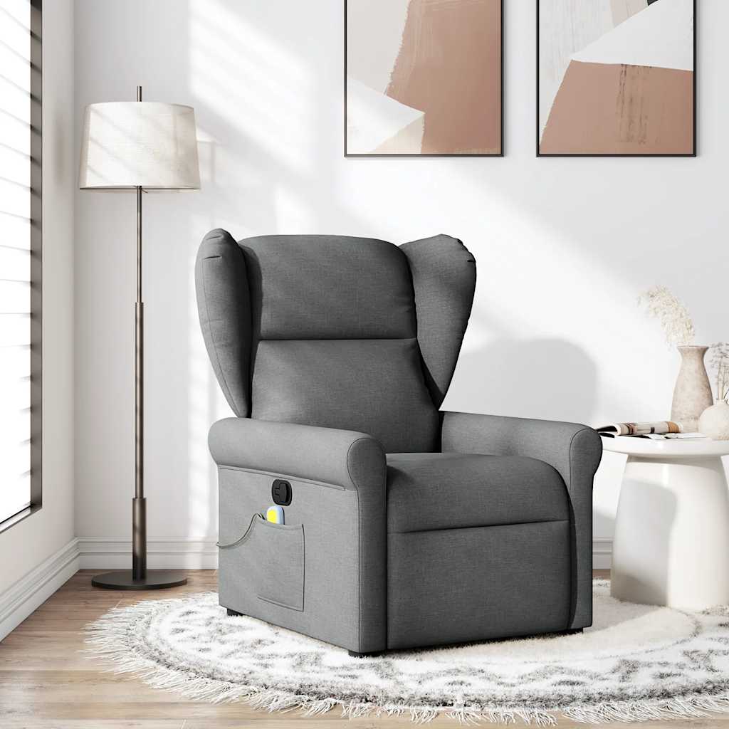 Fauteuil inclinable de massage en tissu gris foncé