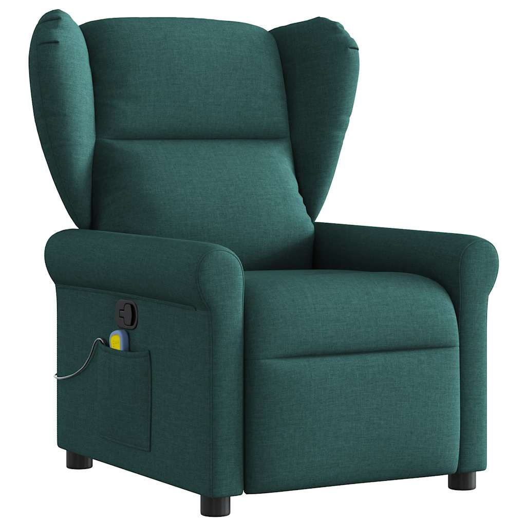 Fauteuil de massage inclinable Vert foncé Tissu