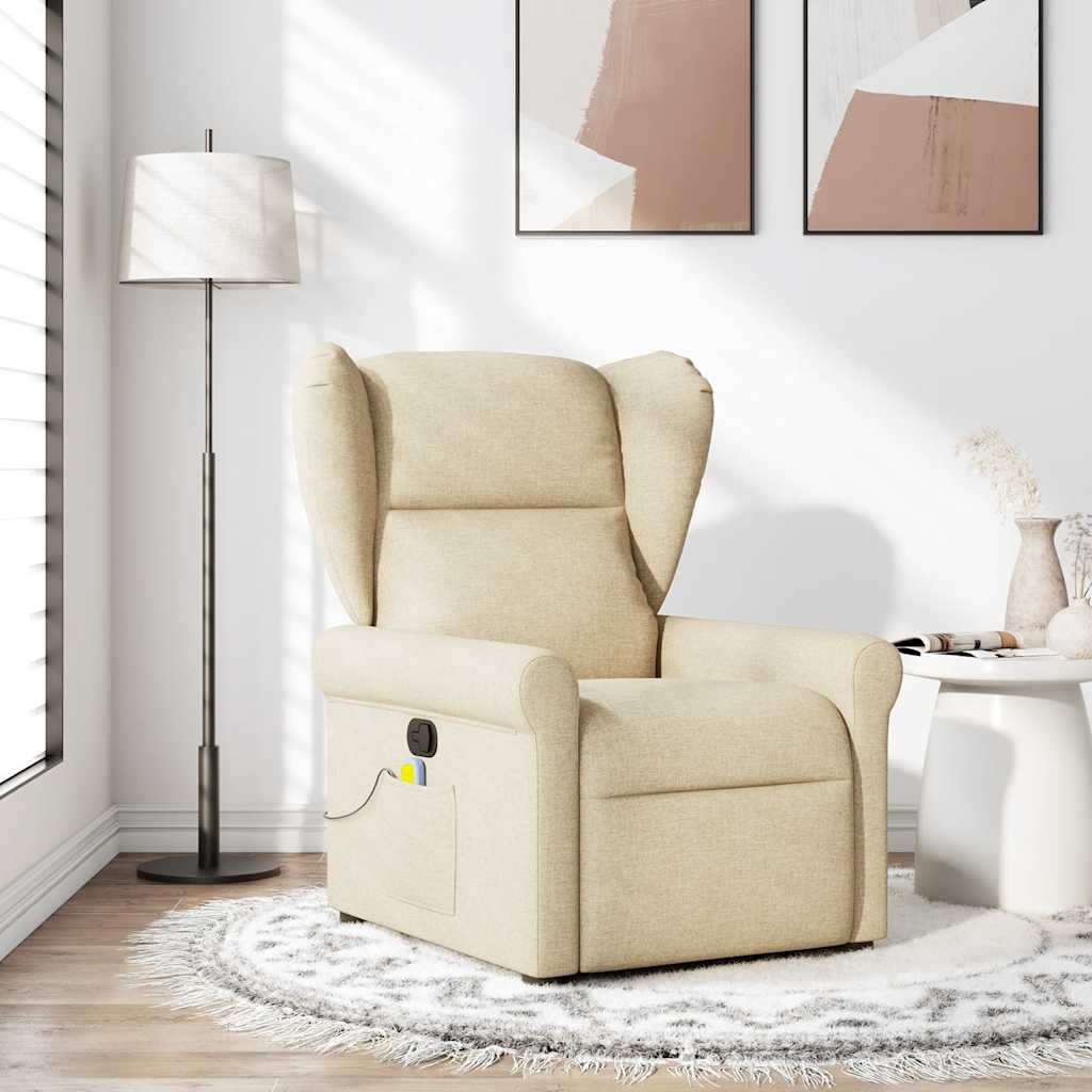 Fauteuil de massage inclinable Crème Tissu