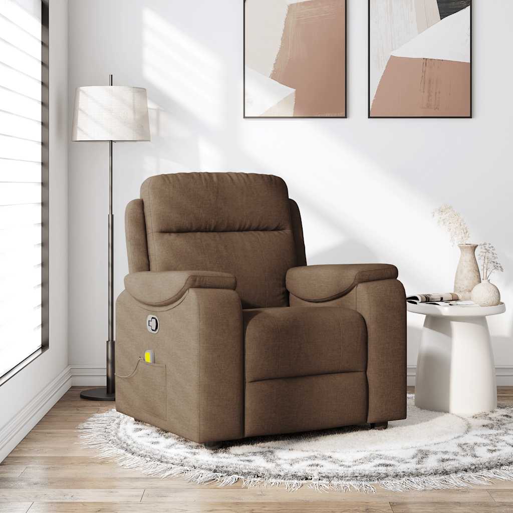 Fauteuil de massage inclinable Marron Tissu