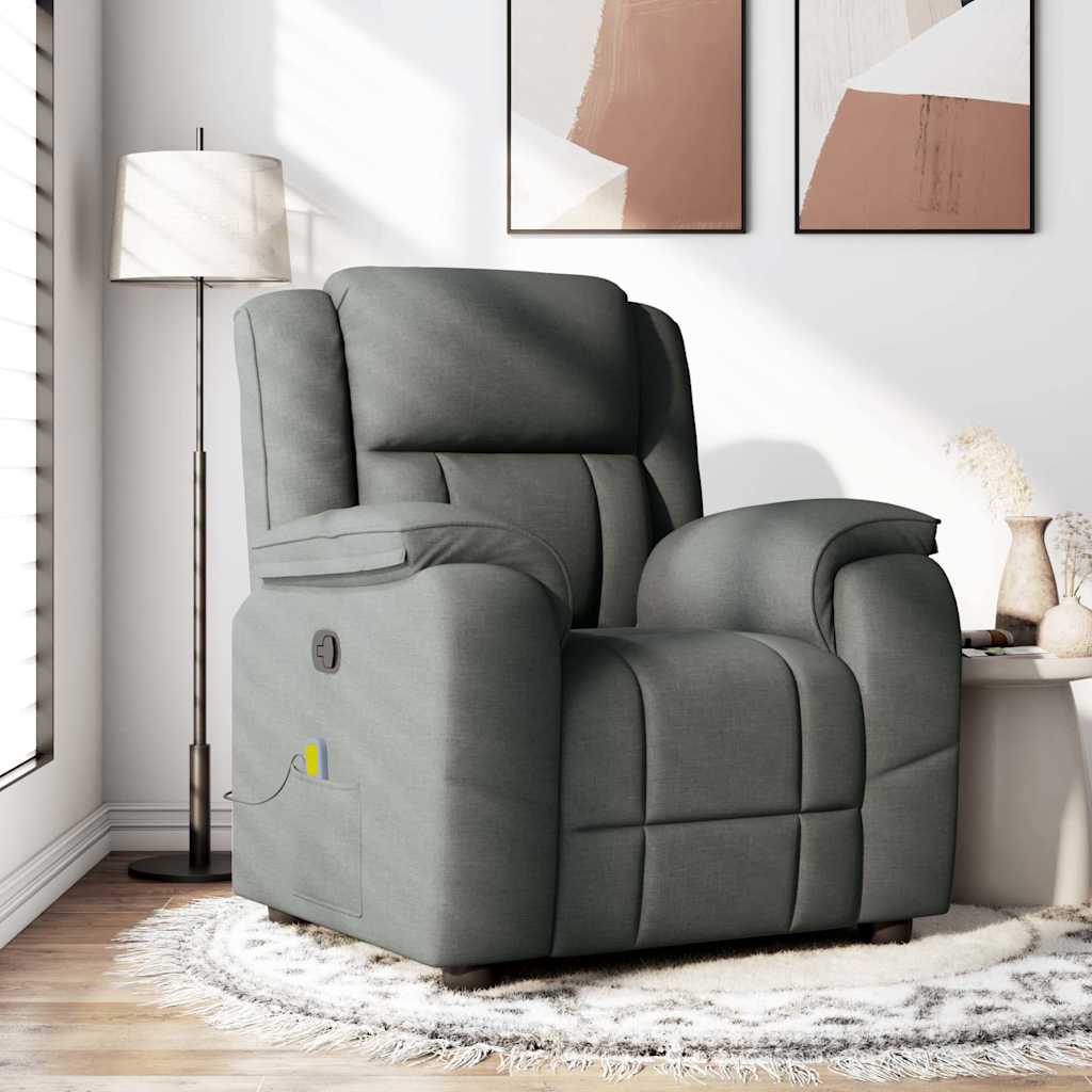 Fauteuil de massage inclinable Gris foncé Tissu