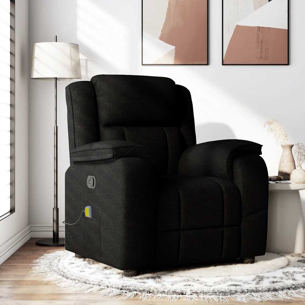 Fauteuil de massage inclinable Noir Tissu